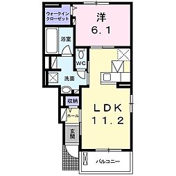 クワイエットハイツE 1LDKの間取図画像