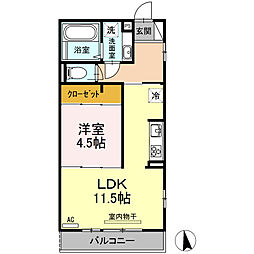 イーストヴィレッジ野口 1LDKの間取図画像