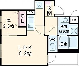 MOVE広本町SOUTH 302 3階1LDKの間取り