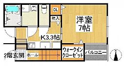 ベスパコート 1階1Kの間取り