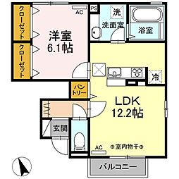 カーサビアンカ 1LDKの間取図画像