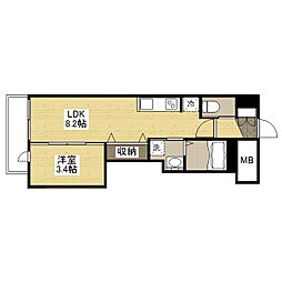 月光呉本町ツインタワーアインス 1LDKの間取図画像