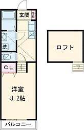 TOPHOUSE寺家1 1Kの間取図画像
