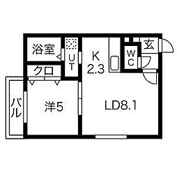 スリーナインXY 1LDKの間取図画像