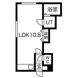 メイプルメゾン 2階1Kの間取り