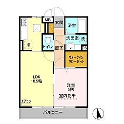 グレイスリーフ 1階1LDKの間取り