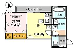 ＲハイツIII 1階1LDKの間取り