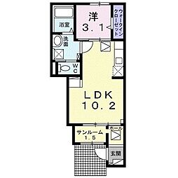 トレピアーチェ2 1LDKの間取図画像