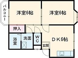 熊本市電B系統 段山町駅 徒歩32分の賃貸アパート 1階2DKの間取り
