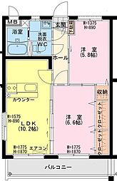 フィオーレ2 2LDKの間取図画像