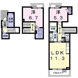 プロムナード・大瀬 2LDKの間取図画像