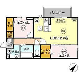 D-ROOM南方 2LDKの間取図画像