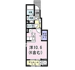 ゼフィール ワンルームの間取図画像