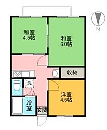 シティハイムパラダイス 2階3Kの間取り