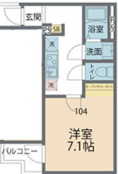 カインドネス東みずほ台 1階1Kの間取り