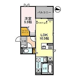 Grand・Lead 1階1LDKの間取り