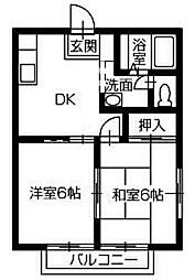 ディアス住吉 2DKの間取図画像