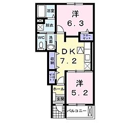 ユニゾンゑびす 2DKの間取図画像