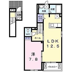 コーポKM1 1LDKの間取図画像