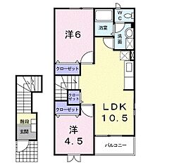 ベルクノアF 2LDKの間取図画像