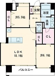 レジェンド筒井町 2LDKの間取図画像