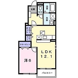ライジングサン 1階1LDKの間取り