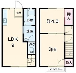 中寺ハイツ 2LDKの間取図画像