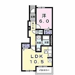 エスポワール1B 1LDKの間取図画像