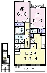 サニーレジデンス 2LDKの間取図画像