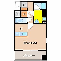 ロダン広島通り ワンルームの間取図画像