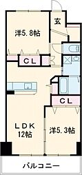 レコルテ 2LDKの間取図画像