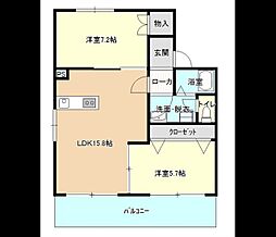 サティスフェール 2LDKの間取図画像