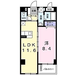 グランドユーハイムナガサカ 1LDKの間取図画像