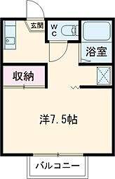 アーバーハウス吉田A棟 1階1Kの間取り