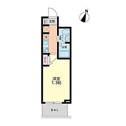 セレニテ神戸元町 7階1Kの間取り