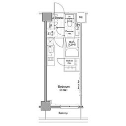ザ・パークハビオ新宿 4階ワンルームの間取り