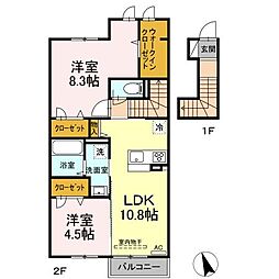 パルクトリシア 2LDKの間取図画像