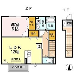 D-room白石西 1LDKの間取図画像