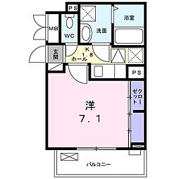 シエリア　III 2階1Kの間取り