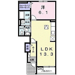 シャンミリュウ 1LDKの間取図画像