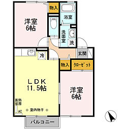 エルフタウン吉久J 2LDKの間取図画像