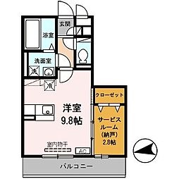 サニーガーデン ワンルームの間取図画像
