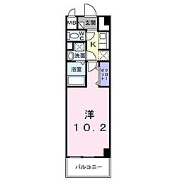 シティー柳町 5階1Kの間取り