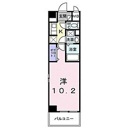 シティー柳町 6階1Kの間取り