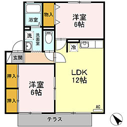 コスモハイツB 2LDKの間取図画像