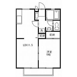 ベルシオンB 1LDKの間取図画像