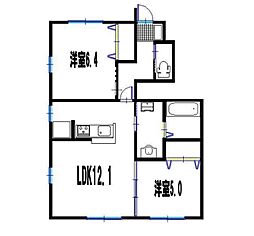 クオーレ2 2LDKの間取図画像