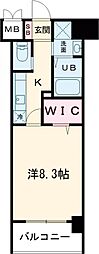 ウイングス熊手 1Kの間取図画像