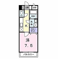 アヴァンティ 1Kの間取図画像