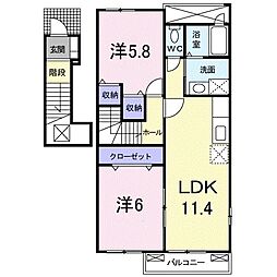 エテルノフィオーレA 2LDKの間取図画像